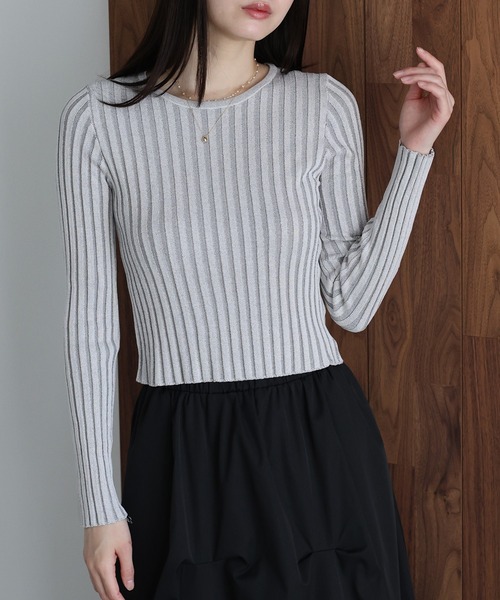 J by blue(ジェイバイブルー)の「ショートリブニット(ニット/セーター・レディース・ブラック/グリーン/グレー・MEDIUM)」の18枚目の写真