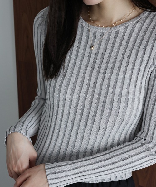 J by blue(ジェイバイブルー)の「ショートリブニット(ニット/セーター・レディース・ブラック/グリーン/グレー・MEDIUM)」の20枚目の写真