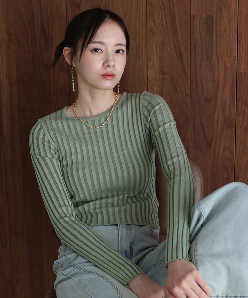 J by blue(ジェイバイブルー)の「ショートリブニット(ニット/セーター・レディース・ブラック/グリーン/グレー・MEDIUM)」の22枚目の写真