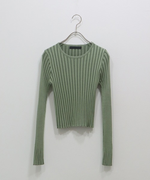 J by blue(ジェイバイブルー)の「ショートリブニット(ニット/セーター・レディース・ブラック/グリーン/グレー・MEDIUM)」の10枚目の写真