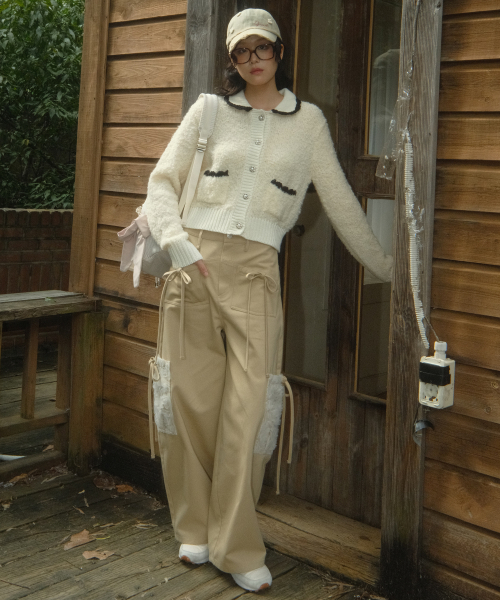 SIWEOL107(シウォル107)の「Ribbon Cotton Pants (Beige)(その他パンツ・レディース・その他・S/M)」の4枚目の写真