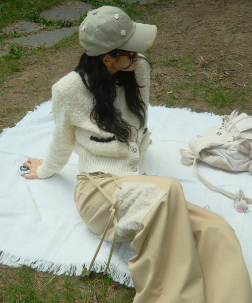 SIWEOL107(シウォル107)の「Ribbon Cotton Pants (Beige)(その他パンツ・レディース・その他・S/M)」の5枚目の写真