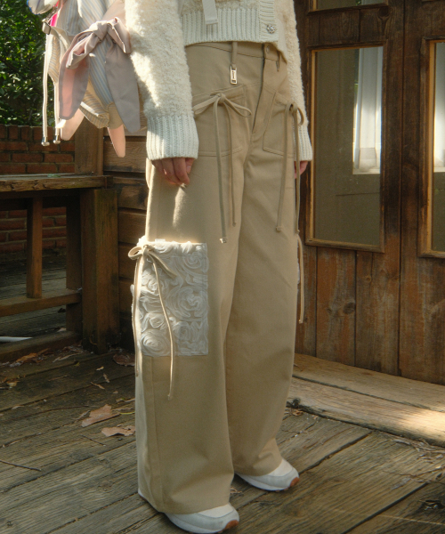 SIWEOL107(シウォル107)の「Ribbon Cotton Pants (Beige)(その他パンツ・レディース・その他・S/M)」の6枚目の写真