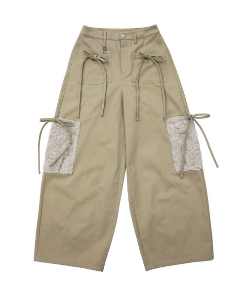 SIWEOL107(シウォル107)の「Ribbon Cotton Pants (Beige)(その他パンツ・レディース・その他・S/M)」の8枚目の写真