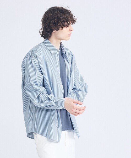 ABAHOUSE（アバハウス）の「ストレッチコットン レギュラーカラー リラックスシャツ / オーバーサイズ（シャツ/ブラウス・メンズ・ブラック/ブルー系その他/その他1/ホワイト/グレー系その他2・44/48/46）」の18枚目の写真