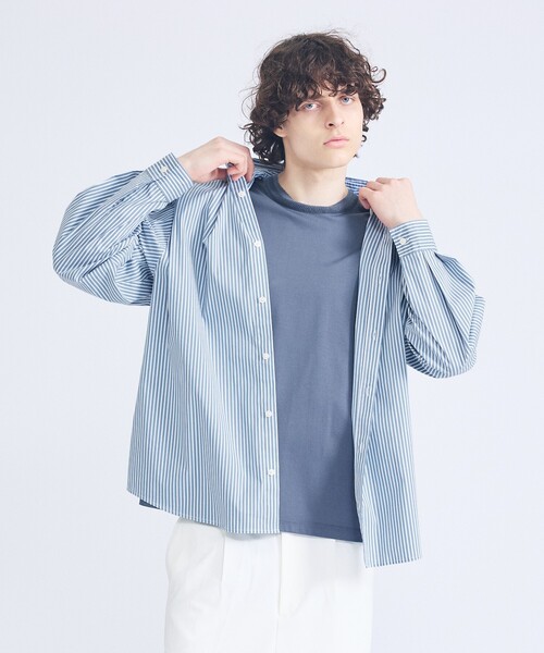 ABAHOUSE（アバハウス）の「ストレッチコットン レギュラーカラー リラックスシャツ / オーバーサイズ（シャツ/ブラウス・メンズ・ブラック/ブルー系その他/その他1/ホワイト/グレー系その他2・44/48/46）」の19枚目の写真