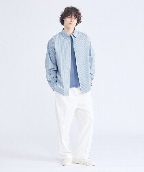 ABAHOUSE（アバハウス）の「ストレッチコットン レギュラーカラー リラックスシャツ / オーバーサイズ（シャツ/ブラウス・メンズ・ブラック/ブルー系その他/その他1/ホワイト/グレー系その他2・44/48/46）」の20枚目の写真
