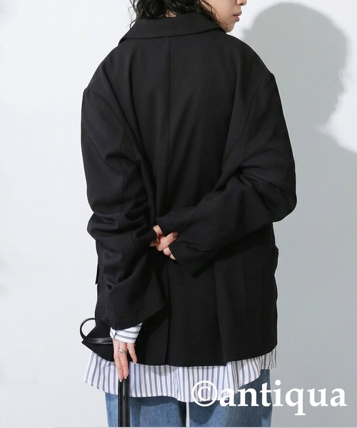 antiqua(アンティカ)の「テーラードカラー ジャケット(テーラードジャケット・レディース・ブラック/グレー・ONESIZE)」の6枚目の写真