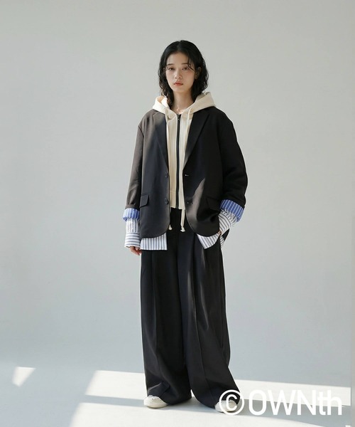 antiqua(アンティカ)の「テーラードカラー ジャケット(テーラードジャケット・レディース・ブラック/グレー・ONESIZE)」の7枚目の写真
