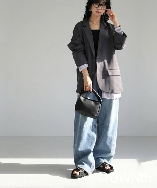 antiqua(アンティカ)の「テーラードカラー ジャケット(テーラードジャケット・レディース・ブラック/グレー・ONESIZE)」の15枚目の写真