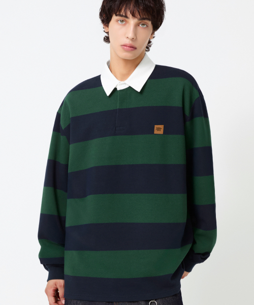 TRILLION(トリリオン)の「ストライプ92スターグラフィックラグビーポロシャツ_グリーン(ポロシャツ・メンズ・その他・M/L/XL)」の2枚目の写真