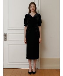 classy black velvet long dress