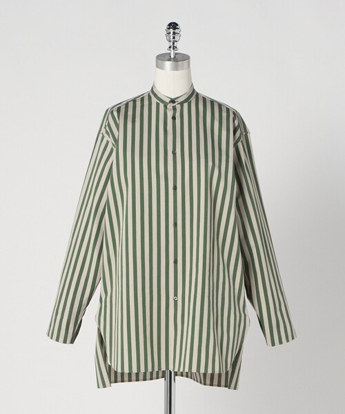 LOEFF(ロエフ)の「<LOEFF>ストライプ オーバーサイズ シャツ(シャツ/ブラウス・レディース・ネイビー/ケリーグリーン・0/1)」の2枚目の写真