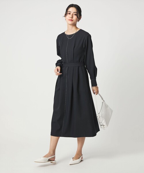 セール】ステッチ タック セミフレア ワンピース（ワンピース）｜green