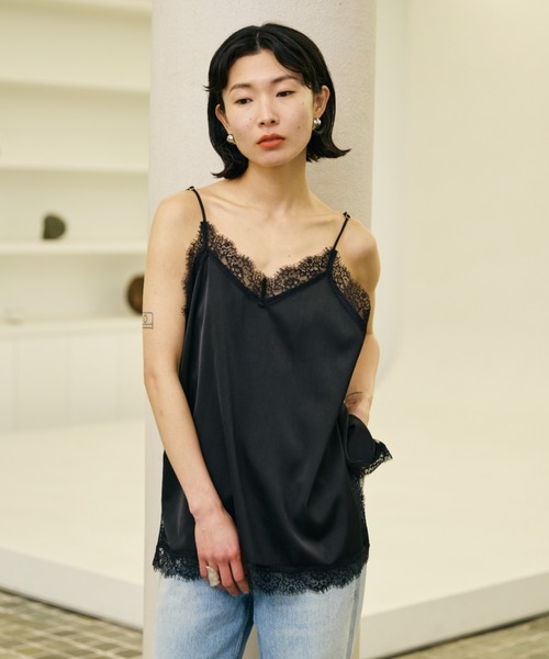 AIC.（エーアイシー）の「ランジェリースリットキャミソール（キャミソール・レディース・アイボリー/ブラック・FREE）」の7枚目の写真
