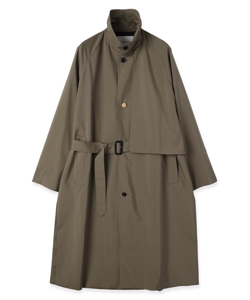 CULLNI(クルニ)の「Three-Layer Taffeta Asymmetrical Layered Balmacaan Coat(ステンカラーコート・メンズ・ブラック/カーキ・0/1/2)」の6枚目の写真