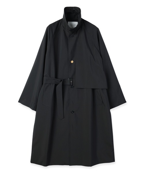 CULLNI(クルニ)の「Three-Layer Taffeta Asymmetrical Layered Balmacaan Coat(ステンカラーコート・メンズ・ブラック/カーキ・0/1/2)」の18枚目の写真