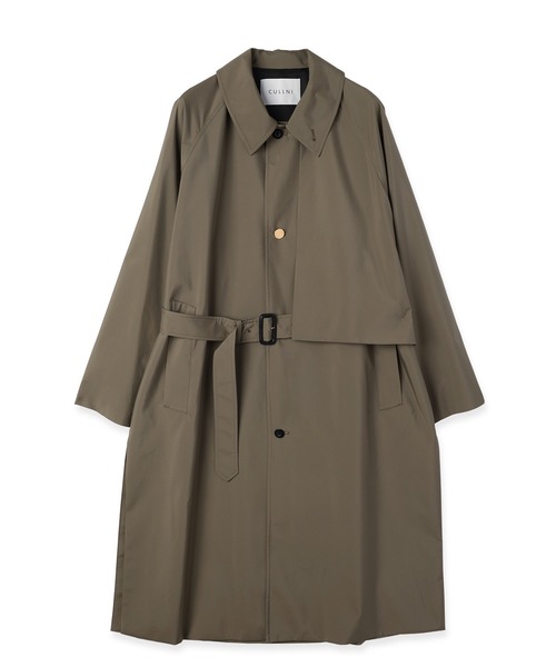 CULLNI(クルニ)の「Three-Layer Taffeta Asymmetrical Layered Balmacaan Coat(ステンカラーコート・メンズ・ブラック/カーキ・0/1/2)」の19枚目の写真