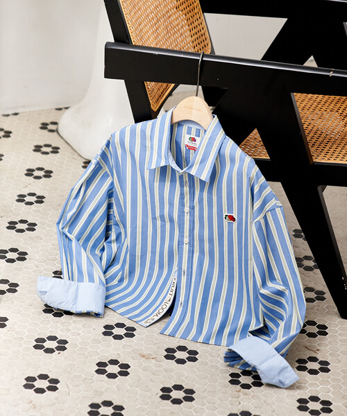 Fruits Zipper ストライプシャツ レギュラーカラーラメストライプシャツ LE SOUK HOLIDAY｜クロスプラス