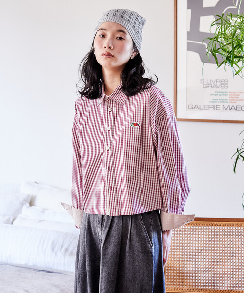 FREAK'S STORE(フリークスストア)の「FRUIT OF THE LOOM × FREAK'S STORE/フルーツオブザルーム 別注 マルチカラー 長袖ショートシャツ/ストライプシャツ/チェックシャツ(シャツ/ブラウス・レディース・グレー/ターコイズブルー/ブラック/サックスブルー/コーラルピンク/グリーン/オレンジ/パープル・フリ-)」の19枚目の写真
