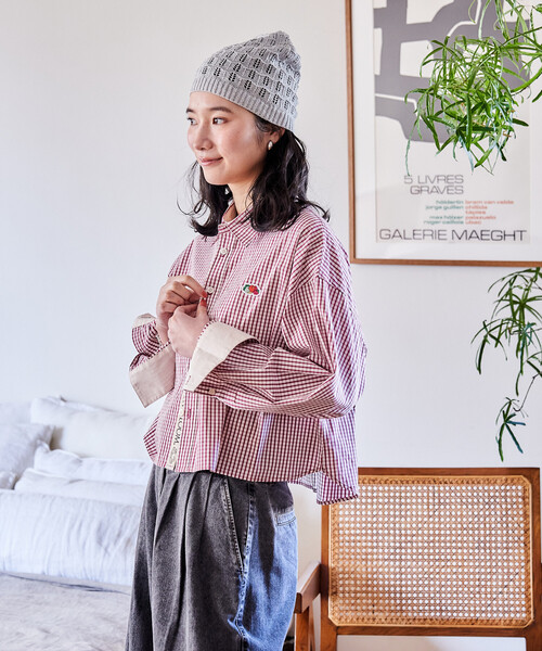 FREAK'S STORE(フリークスストア)の「FRUIT OF THE LOOM × FREAK'S STORE/フルーツオブザルーム 別注 マルチカラー 長袖ショートシャツ/ストライプシャツ/チェックシャツ(シャツ/ブラウス・レディース・グレー/ターコイズブルー/ブラック/サックスブルー/コーラルピンク/グリーン/オレンジ/パープル・フリ-)」の21枚目の写真