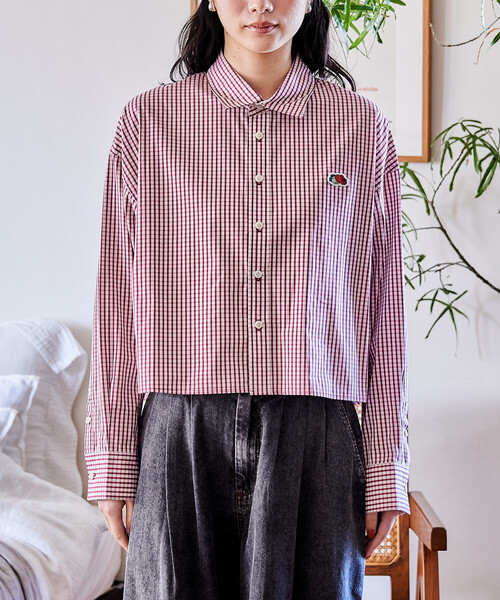 FREAK'S STORE(フリークスストア)の「FRUIT OF THE LOOM × FREAK'S STORE/フルーツオブザルーム 別注 マルチカラー 長袖ショートシャツ/ストライプシャツ/チェックシャツ(シャツ/ブラウス・レディース・グレー/ターコイズブルー/ブラック/サックスブルー/コーラルピンク/グリーン/オレンジ/パープル・フリ-)」の22枚目の写真