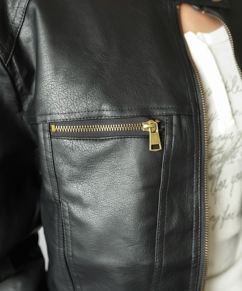 SPINNS（スピンズ）の「春コーデの主役に☆コンパクトシルエットシングルライダースジャケット（ライダースジャケット・レディース・ブラック・ONESIZE）」の6枚目の写真