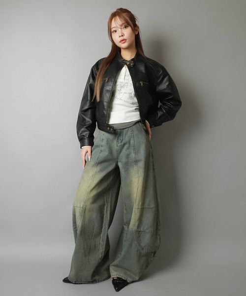 SPINNS（スピンズ）の「春コーデの主役に☆コンパクトシルエットシングルライダースジャケット（ライダースジャケット・レディース・ブラック・ONESIZE）」の2枚目の写真