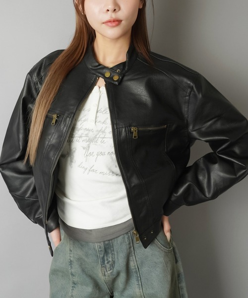 SPINNS（スピンズ）の「春コーデの主役に☆コンパクトシルエットシングルライダースジャケット（ライダースジャケット・レディース・ブラック・ONESIZE）」の15枚目の写真