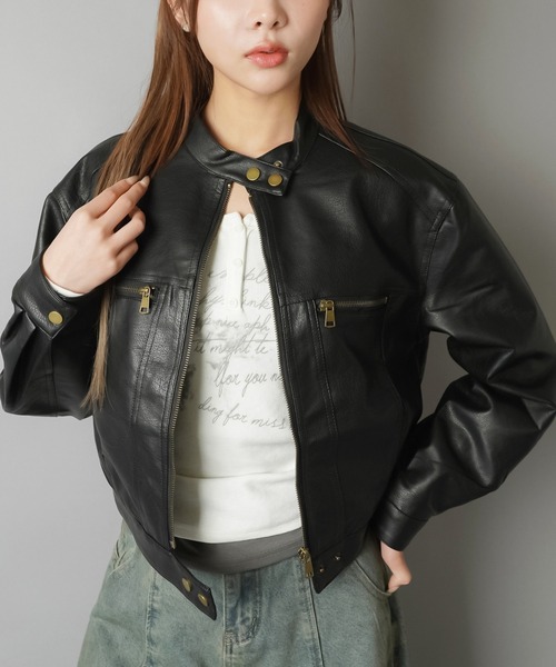 SPINNS（スピンズ）の「春コーデの主役に☆コンパクトシルエットシングルライダースジャケット（ライダースジャケット・レディース・ブラック・ONESIZE）」の16枚目の写真