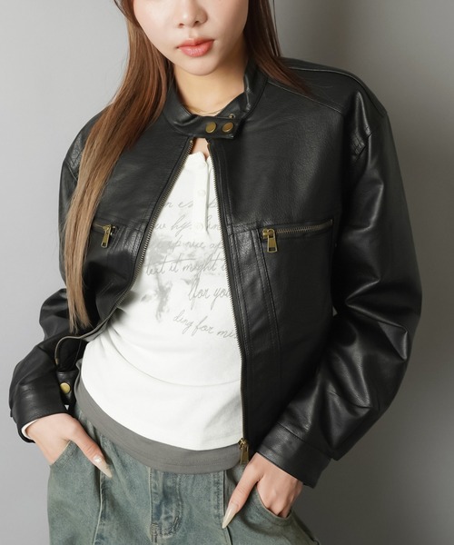 SPINNS（スピンズ）の「春コーデの主役に☆コンパクトシルエットシングルライダースジャケット（ライダースジャケット・レディース・ブラック・ONESIZE）」の17枚目の写真