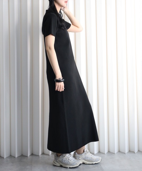 YENNA(イェンナ)の「【YENNA】ワンポイントロゴ刺繍 ポロニットワンピース(ワンピース・レディース・アイボリー/ブラック/ネイビー・FREE)」の11枚目の写真
