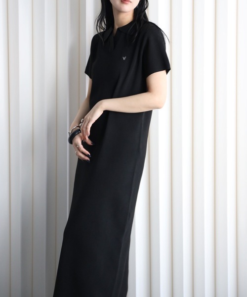 YENNA(イェンナ)の「【YENNA】ワンポイントロゴ刺繍 ポロニットワンピース(ワンピース・レディース・アイボリー/ブラック/ネイビー・FREE)」の17枚目の写真