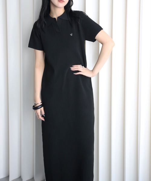 YENNA(イェンナ)の「【YENNA】ワンポイントロゴ刺繍 ポロニットワンピース(ワンピース・レディース・アイボリー/ブラック/ネイビー・FREE)」の19枚目の写真