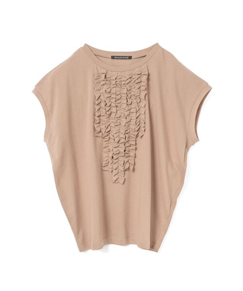 mizuiroind(ミズイロインド)の「mizuiro ind フレンチスリーブフリルプルオーバー(Tシャツ/カットソー・レディース・ブラック/ライトブルー/オフホワイト/キナリ/ダークブラウン/ライトグレー・FREE)」の5枚目の写真
