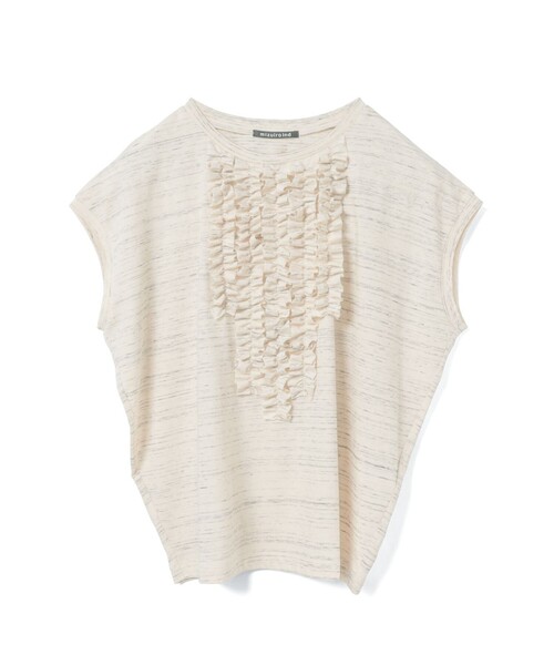 mizuiroind(ミズイロインド)の「mizuiro ind フレンチスリーブフリルプルオーバー(Tシャツ/カットソー・レディース・ブラック/ライトブルー/オフホワイト/キナリ/ダークブラウン/ライトグレー・FREE)」の3枚目の写真