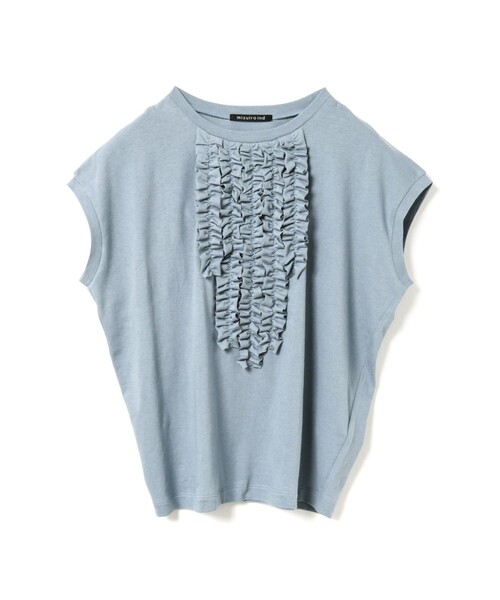 mizuiroind(ミズイロインド)の「mizuiro ind フレンチスリーブフリルプルオーバー(Tシャツ/カットソー・レディース・ブラック/ライトブルー/オフホワイト/キナリ/ダークブラウン/ライトグレー・FREE)」の6枚目の写真