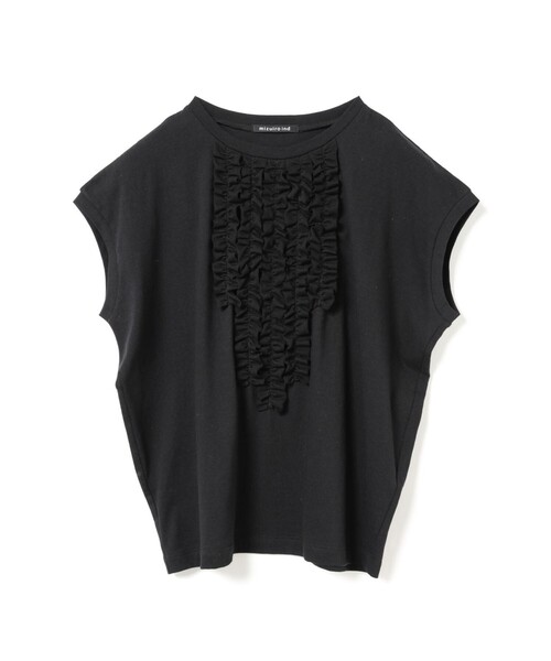 mizuiroind(ミズイロインド)の「mizuiro ind フレンチスリーブフリルプルオーバー(Tシャツ/カットソー・レディース・ブラック/ライトブルー/オフホワイト/キナリ/ダークブラウン/ライトグレー・FREE)」の4枚目の写真