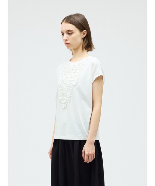 mizuiroind(ミズイロインド)の「mizuiro ind フレンチスリーブフリルプルオーバー(Tシャツ/カットソー・レディース・ブラック/ライトブルー/オフホワイト/キナリ/ダークブラウン/ライトグレー・FREE)」の14枚目の写真
