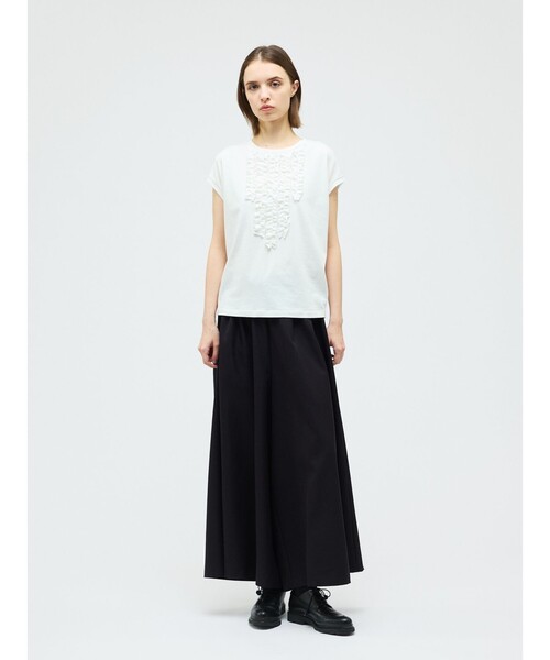 mizuiroind(ミズイロインド)の「mizuiro ind フレンチスリーブフリルプルオーバー(Tシャツ/カットソー・レディース・ブラック/ライトブルー/オフホワイト/キナリ/ダークブラウン/ライトグレー・FREE)」の17枚目の写真