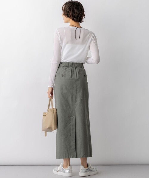23区(ニジュウサンク)の「スラブツイルストレッチ Iライン スカート(スカート・レディース・カーキ系/ベージュ系1/ネイビー系1・36/38/40)」の17枚目の写真
