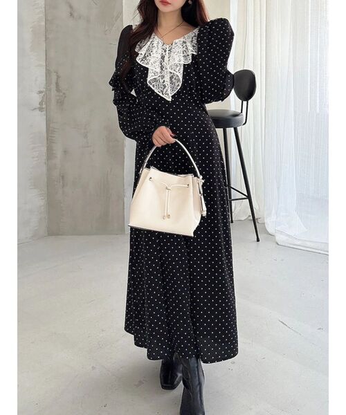 MERCURYDUO（マーキュリーデュオ）の「ラッフルカラーパターンワンピース（ワンピース・レディース・アイボリー/ライトブルー/その他1・SMALL/MEDIUM）」の4枚目の写真