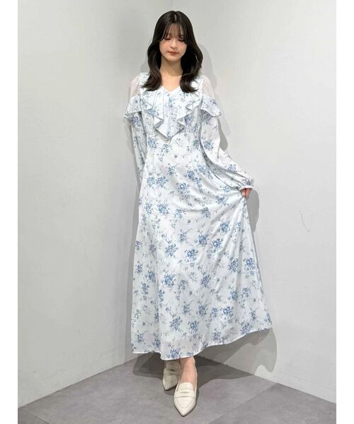 MERCURYDUO（マーキュリーデュオ）の「ラッフルカラーパターンワンピース（ワンピース・レディース・その他1/アイボリー/ライトブルー・MEDIUM/SMALL）」の17枚目の写真