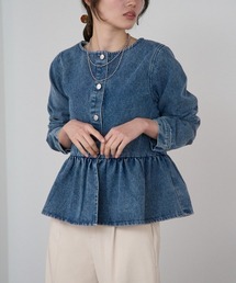 TRIANGLE PALETTE | デニムペプラムノーカラージャケット(ノーカラージャケット)