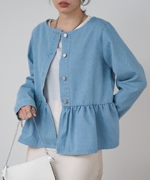 ノーカラージャケット デニムジャケット」に該当するジャケット