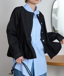 TRIANGLE PALETTE（トライアングルパレット）の「デニムペプラムノーカラージャケット（ノーカラージャケット）」