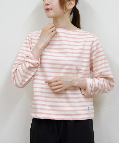 ORCIVAL(オーシバル)の「ORCIVAL/オーシバル ショートレングスボートネックロングスリーブプルオーバー ボーダー SHORT LENGTH BOAT NECK LONG SLEEVE BORDER B511(Tシャツ/カットソー・レディース・スカイブルー/グリーン/ピンク・2)」の3枚目の写真