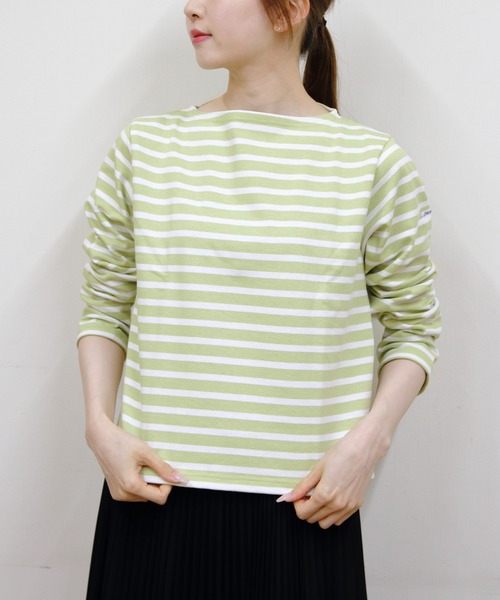 ORCIVAL(オーシバル)の「ORCIVAL/オーシバル ショートレングスボートネックロングスリーブプルオーバー ボーダー SHORT LENGTH BOAT NECK LONG SLEEVE BORDER B511(Tシャツ/カットソー・レディース・スカイブルー/グリーン/ピンク・2)」の2枚目の写真