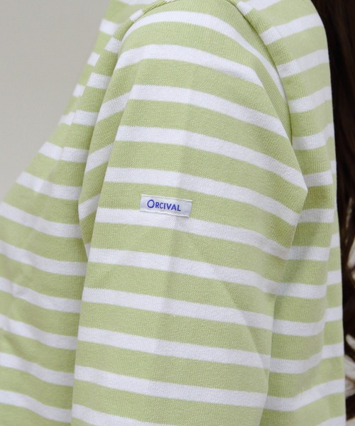 ORCIVAL(オーシバル)の「ORCIVAL/オーシバル ショートレングスボートネックロングスリーブプルオーバー ボーダー SHORT LENGTH BOAT NECK LONG SLEEVE BORDER B511(Tシャツ/カットソー・レディース・スカイブルー/グリーン/ピンク・2)」の10枚目の写真