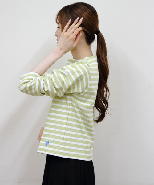 ORCIVAL(オーシバル)の「ORCIVAL/オーシバル ショートレングスボートネックロングスリーブプルオーバー ボーダー SHORT LENGTH BOAT NECK LONG SLEEVE BORDER B511(Tシャツ/カットソー・レディース・スカイブルー/グリーン/ピンク・2)」の11枚目の写真